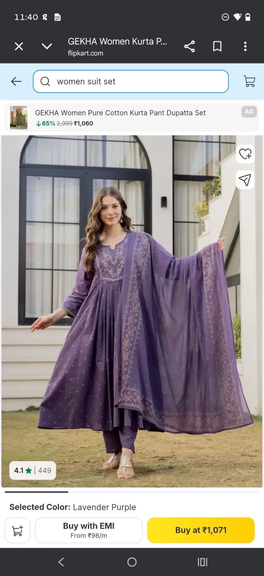 Pure cotton dupatta set