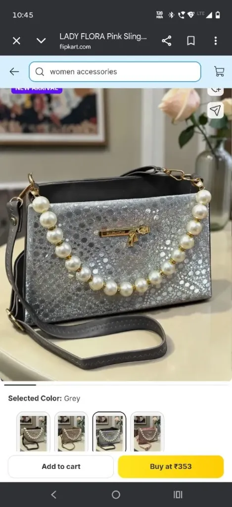 glass embreded glossy hand bag